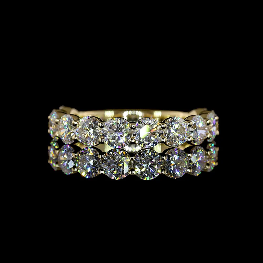 14K Yellow Gold 3/4 Eternity Band with 12 Prong Set Round Brilliant Lab Diamonds - 1.80 Carat Total Weight - Covaloro Fine Jewelry