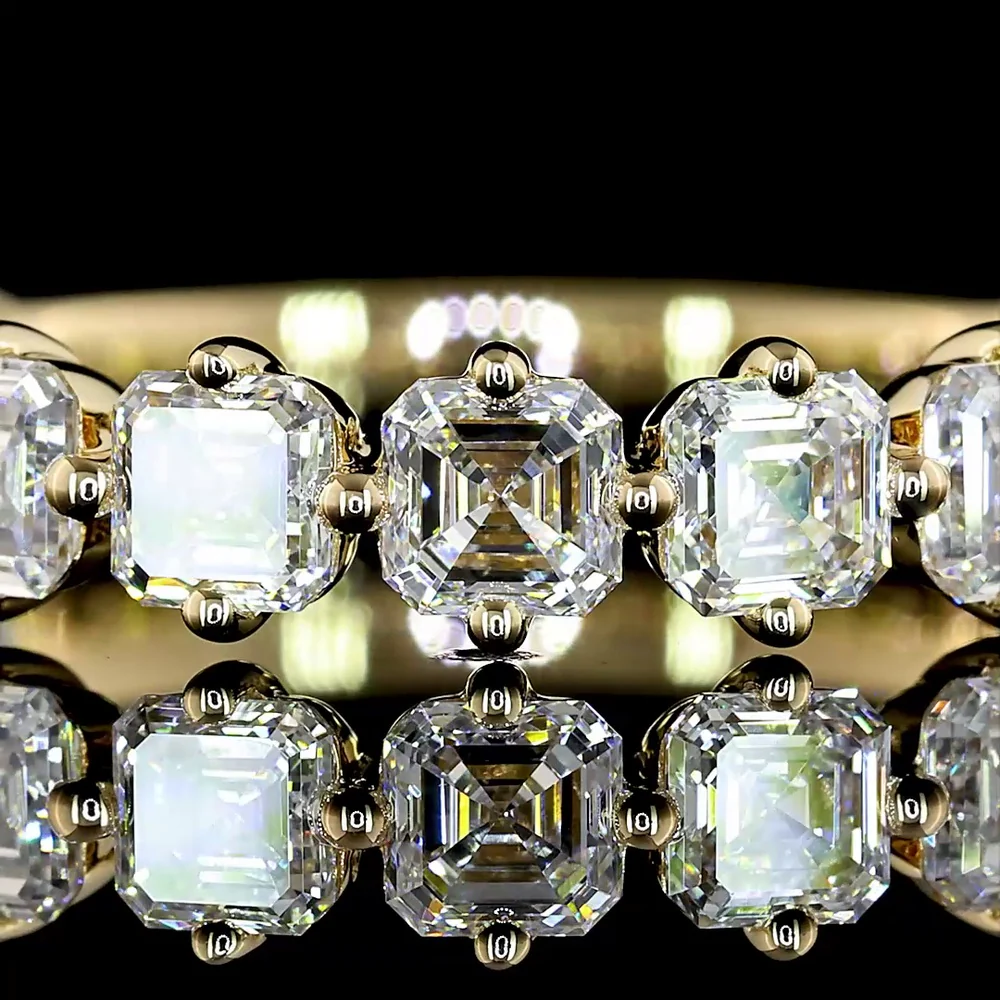 14K Yellow Gold 3/4 Eternity Band with 13 Asscher Cut Lab Diamonds - 1.97 Carat Total Weight, E-F Color, VS Clarity - Covaloro Fine Jewelry - Image 2