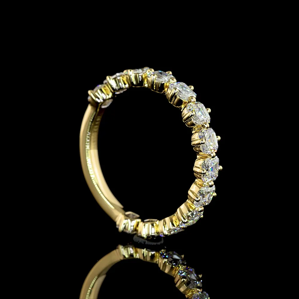14K Yellow Gold 3/4 Eternity Band with 13 Asscher Cut Lab Diamonds - 1.97 Carat Total Weight, E-F Color, VS Clarity - Covaloro Fine Jewelry - Image 3