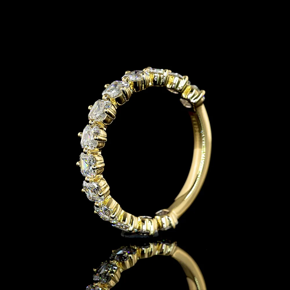 14K Yellow Gold 3/4 Eternity Band with 13 Asscher Cut Lab Diamonds - 1.97 Carat Total Weight, E-F Color, VS Clarity - Covaloro Fine Jewelry - Image 4