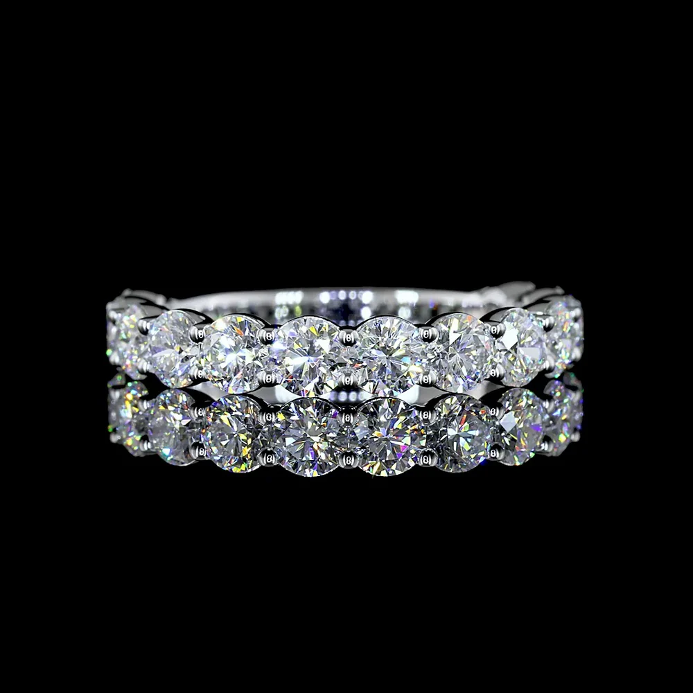 14K Yellow Gold 3/4 Eternity Band with 13 Round Brilliant Cut Lab Diamonds - 1.93 Carats Total Diamond Weight - Covaloro Fine Jewelry