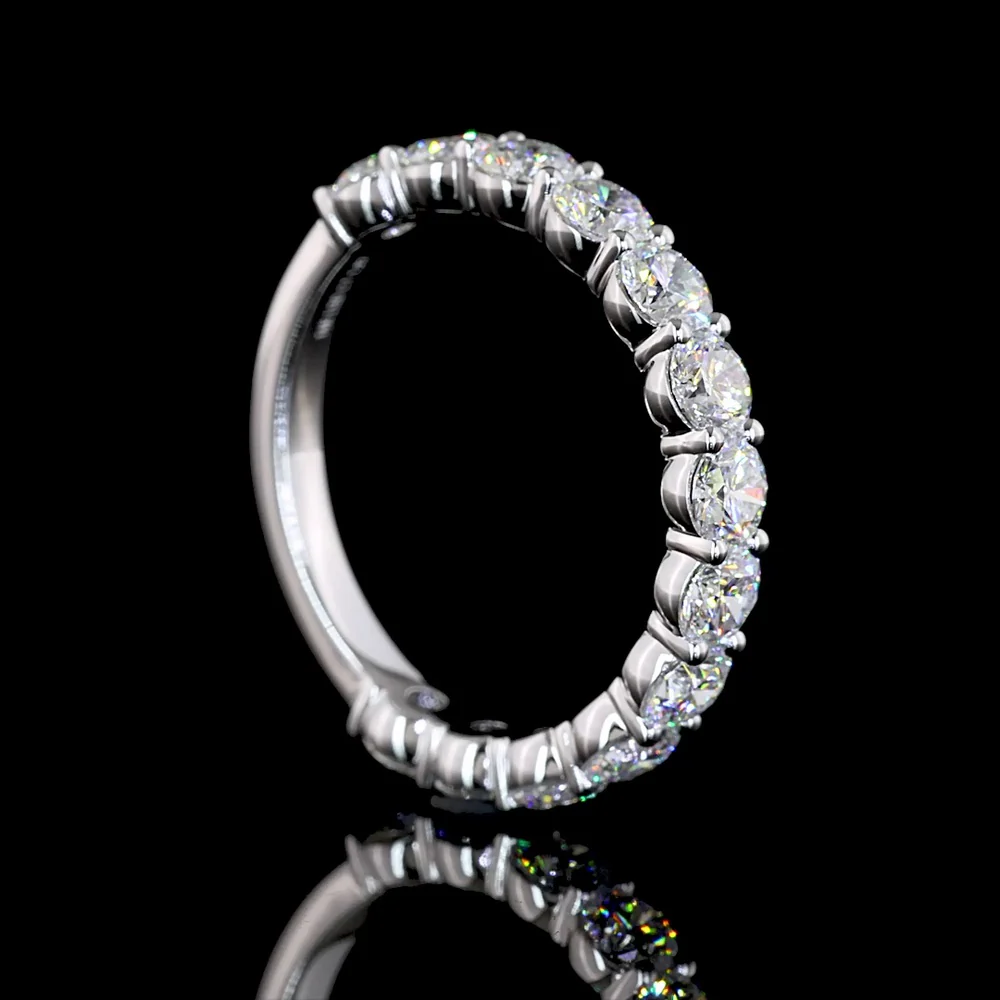 14K Yellow Gold 3/4 Eternity Band with 13 Round Brilliant Cut Lab Diamonds - 1.93 Carats Total Diamond Weight - Covaloro Fine Jewelry - Image 3