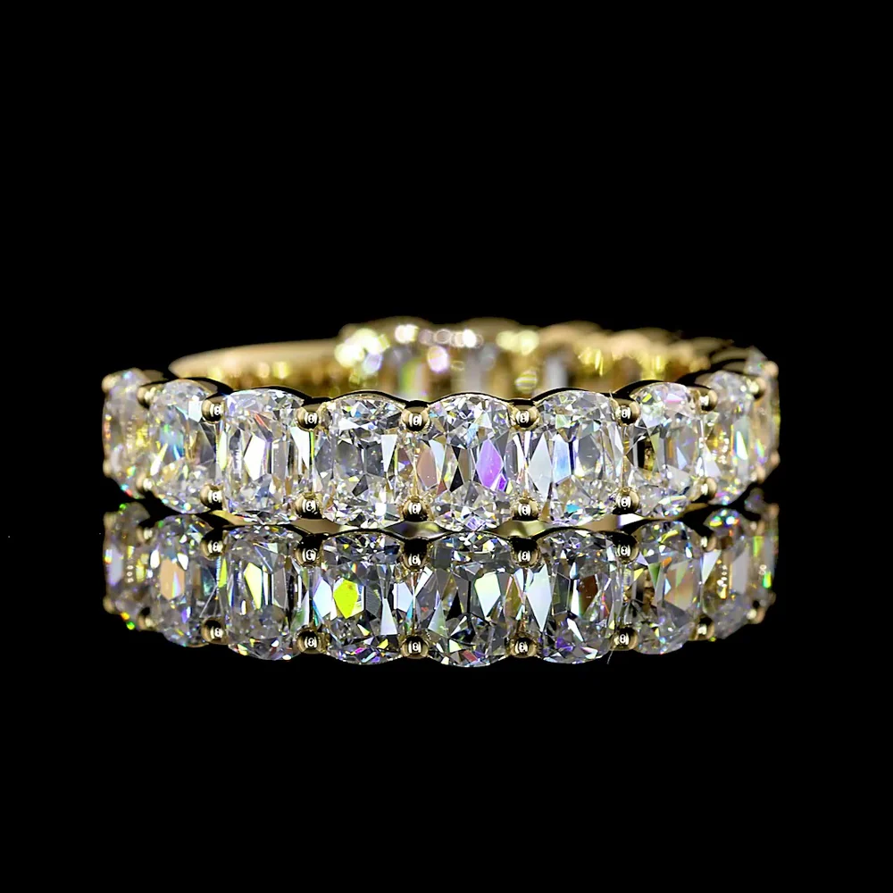 14K Yellow Gold 3/4 Eternity Band with 15 Antique Cushion Cut Lab Diamonds - 2.97 Carat Total Weight, E-F Color, VS Clarity - Covaloro Fine Jewelry