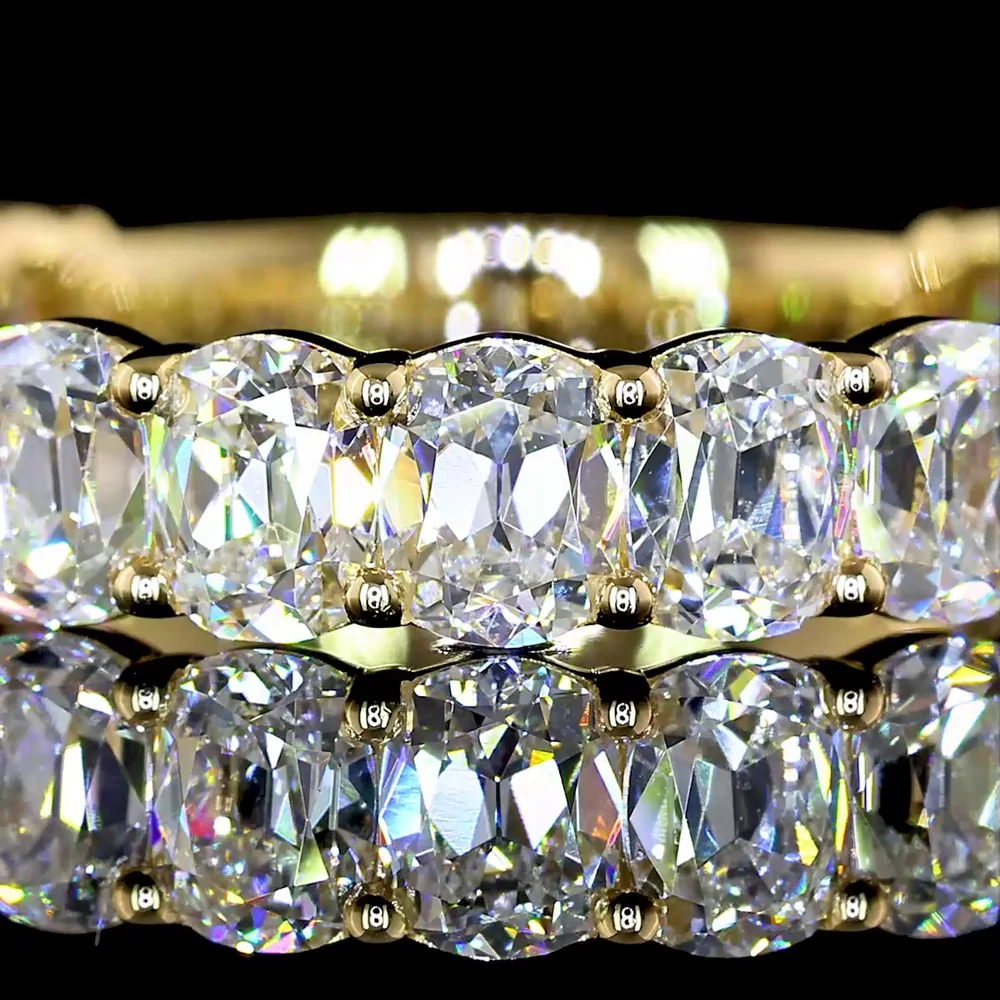 14K Yellow Gold 3/4 Eternity Band with 15 Antique Cushion Cut Lab Diamonds - 2.97 Carat Total Weight, E-F Color, VS Clarity - Covaloro Fine Jewelry - Image 2