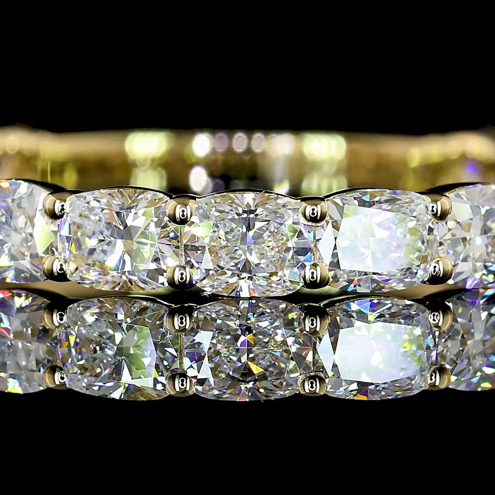 14K Yellow Gold 3/4 Eternity Band with 15 Cushion Brilliant Cut Lab Diamonds - E-F Color VS Clarity - 1.64 Carat Total Diamond Weight - Covaloro Fine Jewelry - Image 2