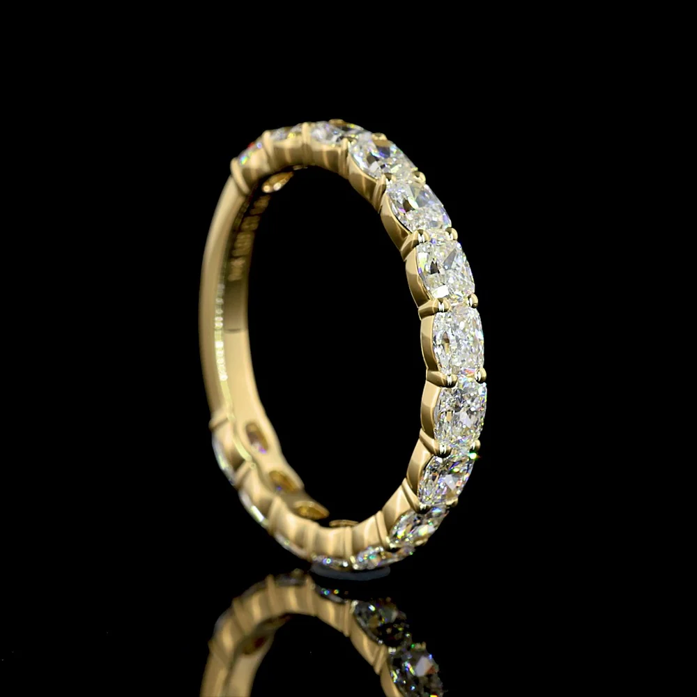14K Yellow Gold 3/4 Eternity Band with 15 Cushion Brilliant Cut Lab Diamonds - E-F Color VS Clarity - 1.64 Carat Total Diamond Weight - Covaloro Fine Jewelry - Image 3