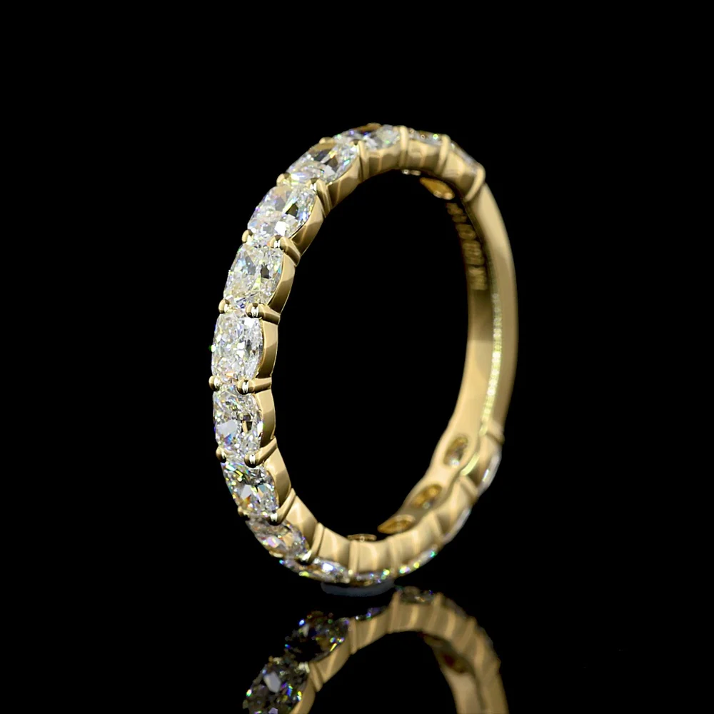 14K Yellow Gold 3/4 Eternity Band with 15 Cushion Brilliant Cut Lab Diamonds - E-F Color VS Clarity - 1.64 Carat Total Diamond Weight - Covaloro Fine Jewelry - Image 4
