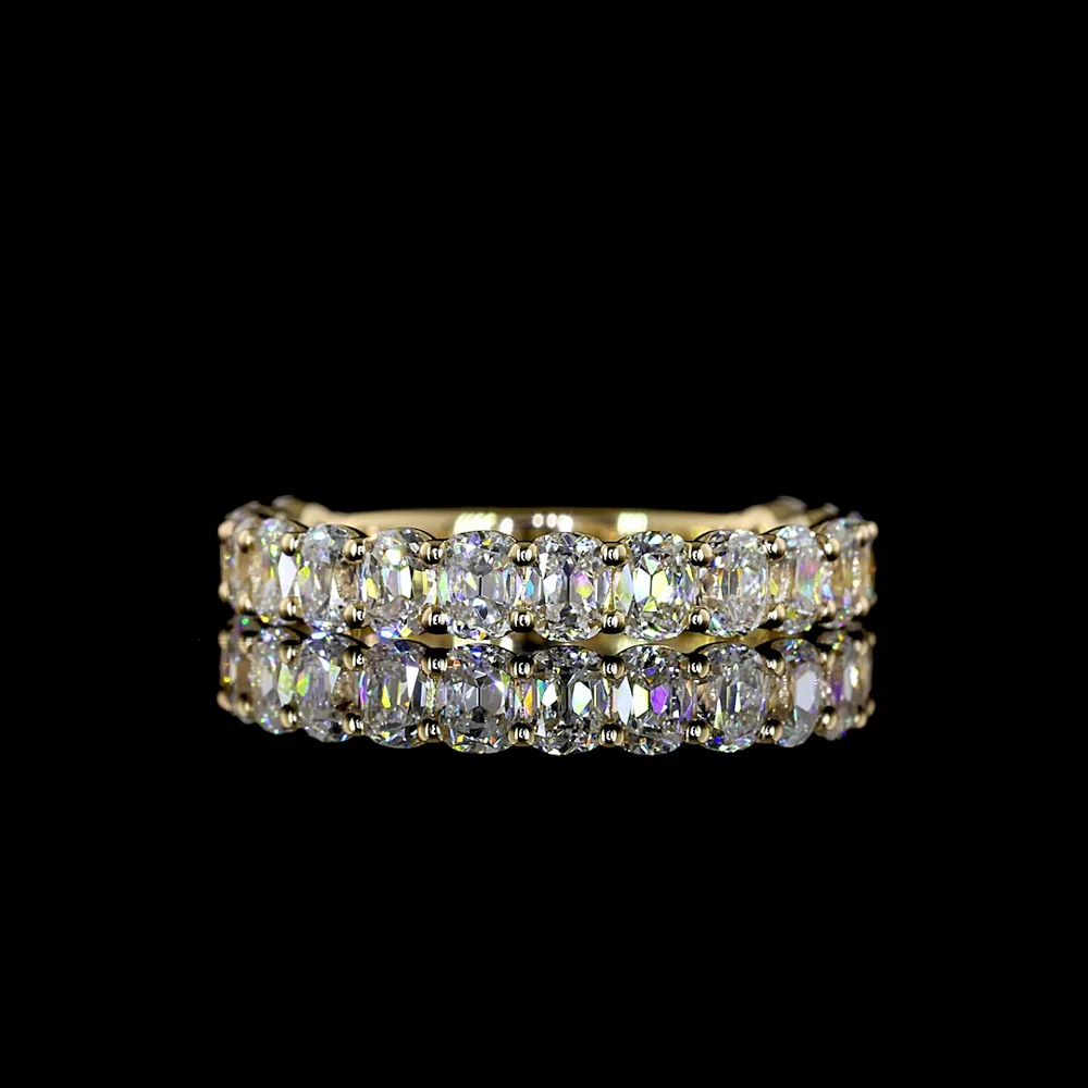 14K Yellow Gold 3/4 Eternity Band with 17 Antique Cushion Cut Lab Diamonds - 1.88 Carats Total Diamond Weight - Covaloro Fine Jewelry