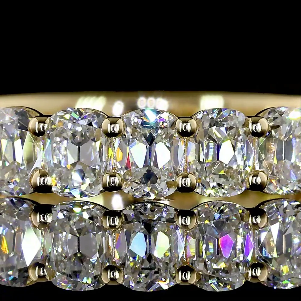 14K Yellow Gold 3/4 Eternity Band with 17 Antique Cushion Cut Lab Diamonds - 1.88 Carats Total Diamond Weight - Covaloro Fine Jewelry - Image 2
