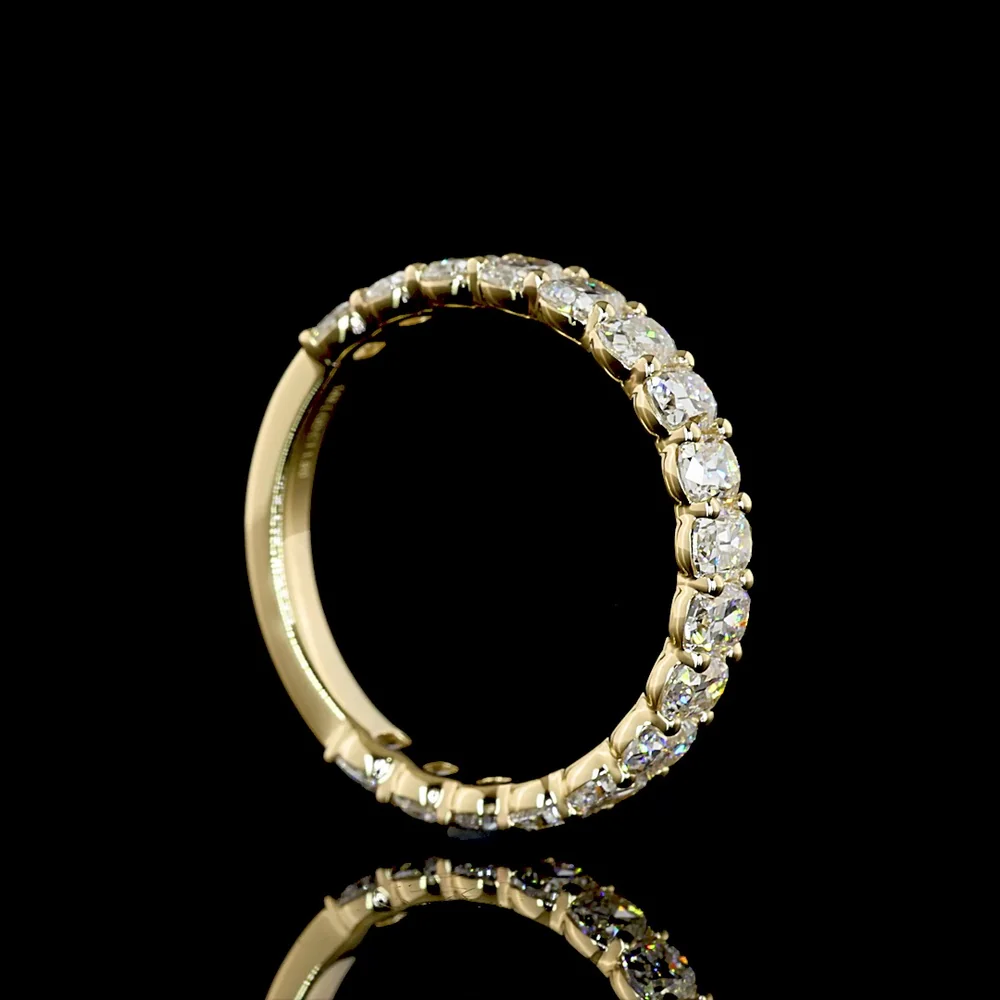 14K Yellow Gold 3/4 Eternity Band with 17 Antique Cushion Cut Lab Diamonds - 1.88 Carats Total Diamond Weight - Covaloro Fine Jewelry - Image 3