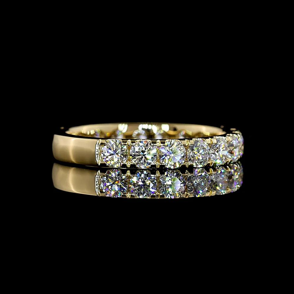 14K Yellow Gold 3/4 Eternity Band with 17 Pavé-Set Round Lab Diamonds - 1.61 Carats Total Diamond Weight - Covaloro Fine Jewelry