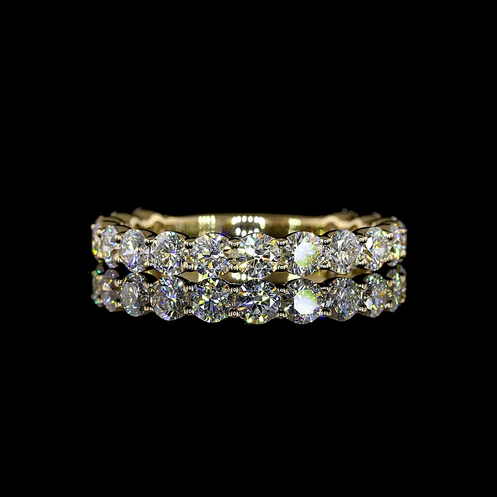 14K Yellow Gold 3/4 Eternity Band with 17 Round Brilliant Cut Lab Diamonds - 1.40 Carat Total Weight, E-F Color, VS1 Clarity - Covaloro Fine Jewelry