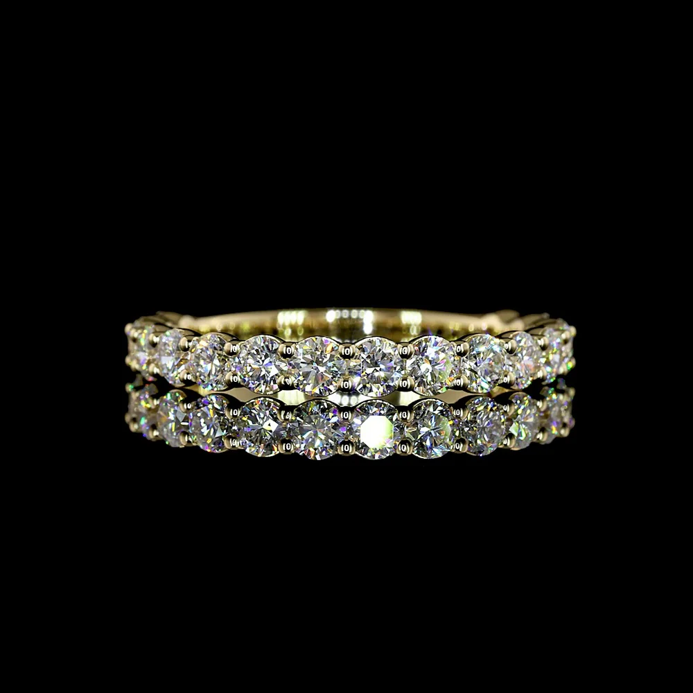 14K Yellow Gold 3/4 Eternity Band with 17 Round Brilliant Cut Natural Diamonds - 1.15 Carats Total Diamond Weight - Covaloro Fine Jewelry
