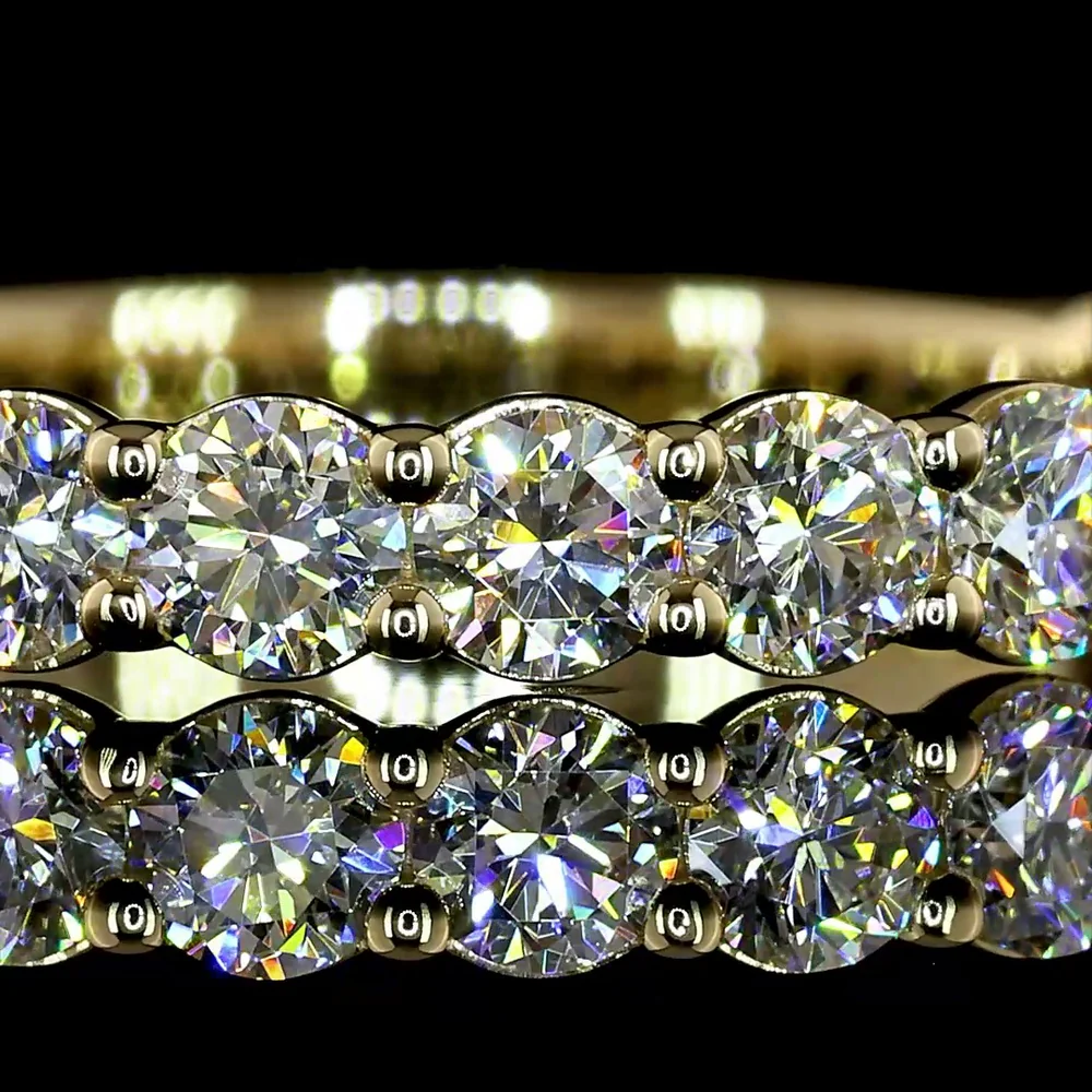 14K Yellow Gold 3/4 Eternity Band with 17 Round Brilliant Cut Natural Diamonds - 1.15 Carats Total Diamond Weight - Covaloro Fine Jewelry - Image 2