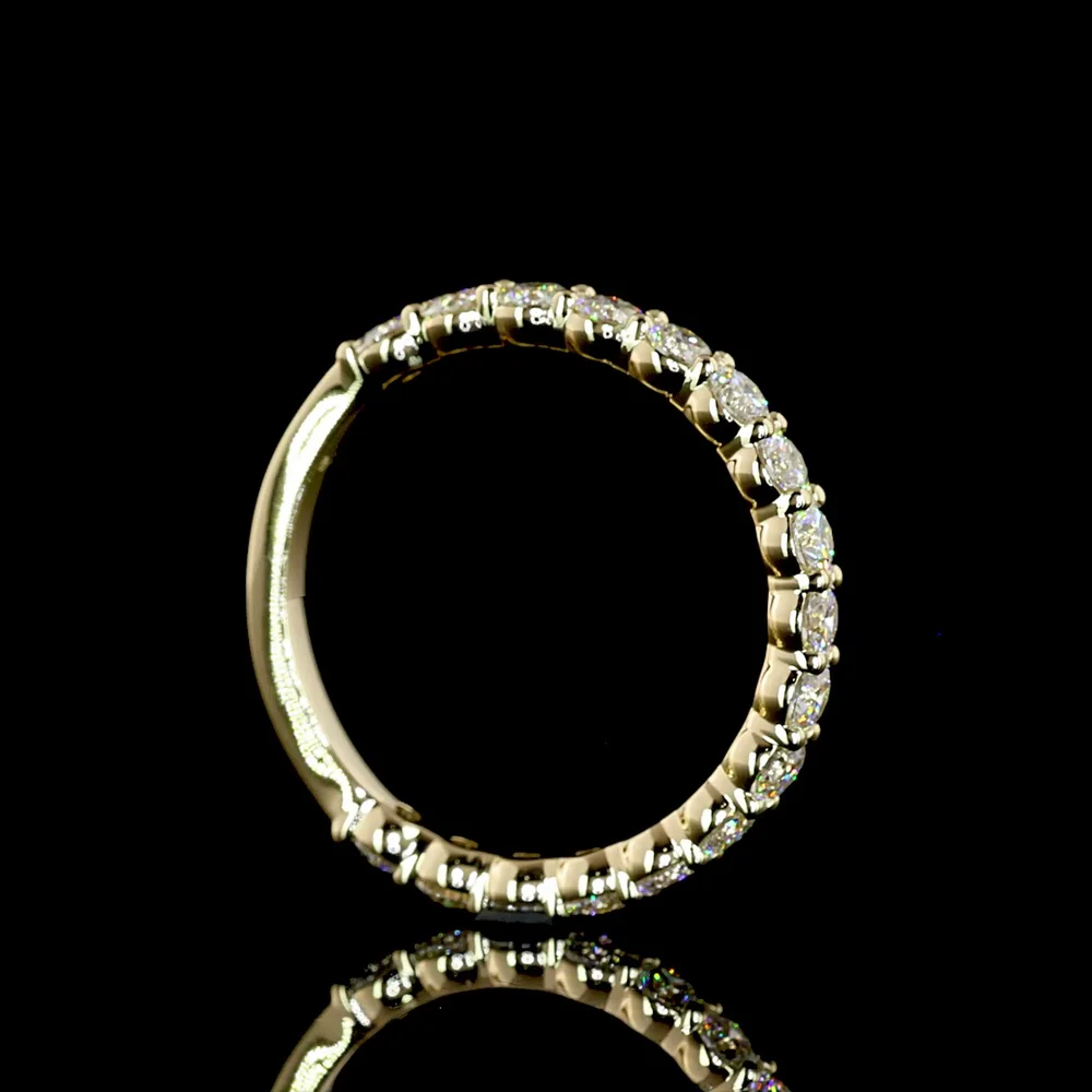 14K Yellow Gold 3/4 Eternity Band with 17 Round Brilliant Cut Natural Diamonds - 1.15 Carats Total Diamond Weight - Covaloro Fine Jewelry - Image 3