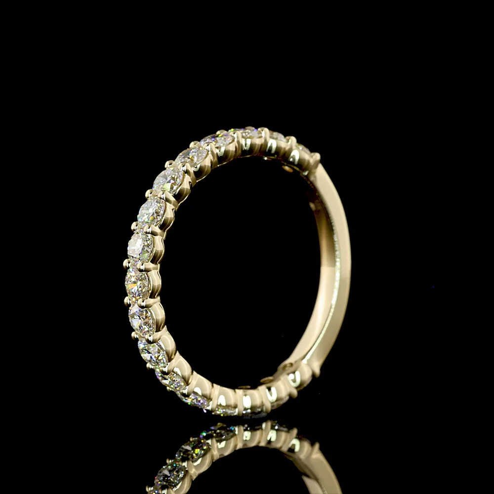 14K Yellow Gold 3/4 Eternity Band with 17 Round Brilliant Cut Natural Diamonds - 1.15 Carats Total Diamond Weight - Covaloro Fine Jewelry - Image 4