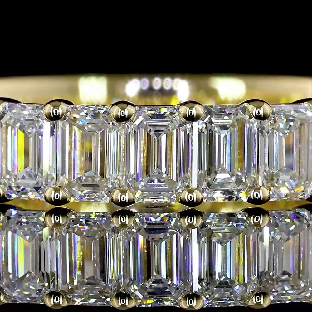 14K Yellow Gold 3/4 Eternity Band with 19 North-South Set Emerald Cut Lab Diamonds - 2.09 Carat Total Weight, E-F VS2 Clarity - Covaloro Fine Jewelry - Image 2