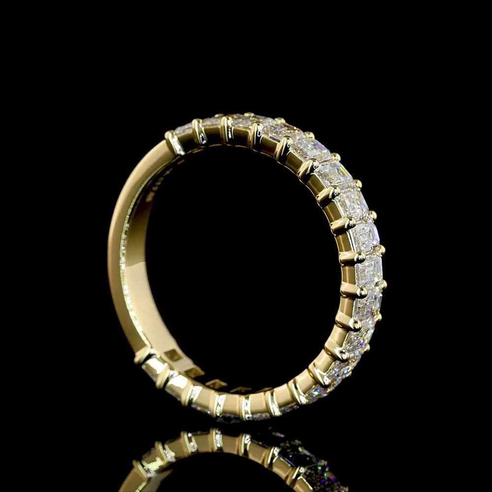 14K Yellow Gold 3/4 Eternity Band with 19 North-South Set Emerald Cut Lab Diamonds - 2.09 Carat Total Weight, E-F VS2 Clarity - Covaloro Fine Jewelry - Image 3