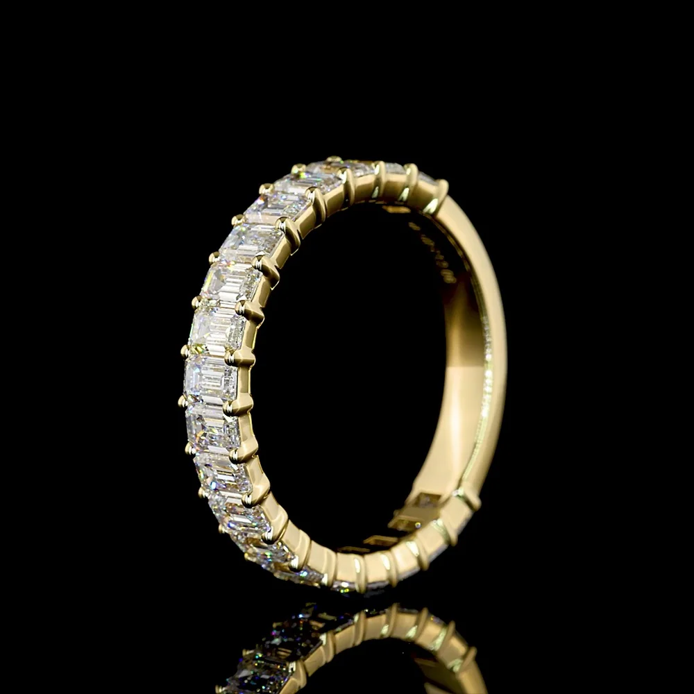 14K Yellow Gold 3/4 Eternity Band with 19 North-South Set Emerald Cut Lab Diamonds - 2.09 Carat Total Weight, E-F VS2 Clarity - Covaloro Fine Jewelry - Image 4