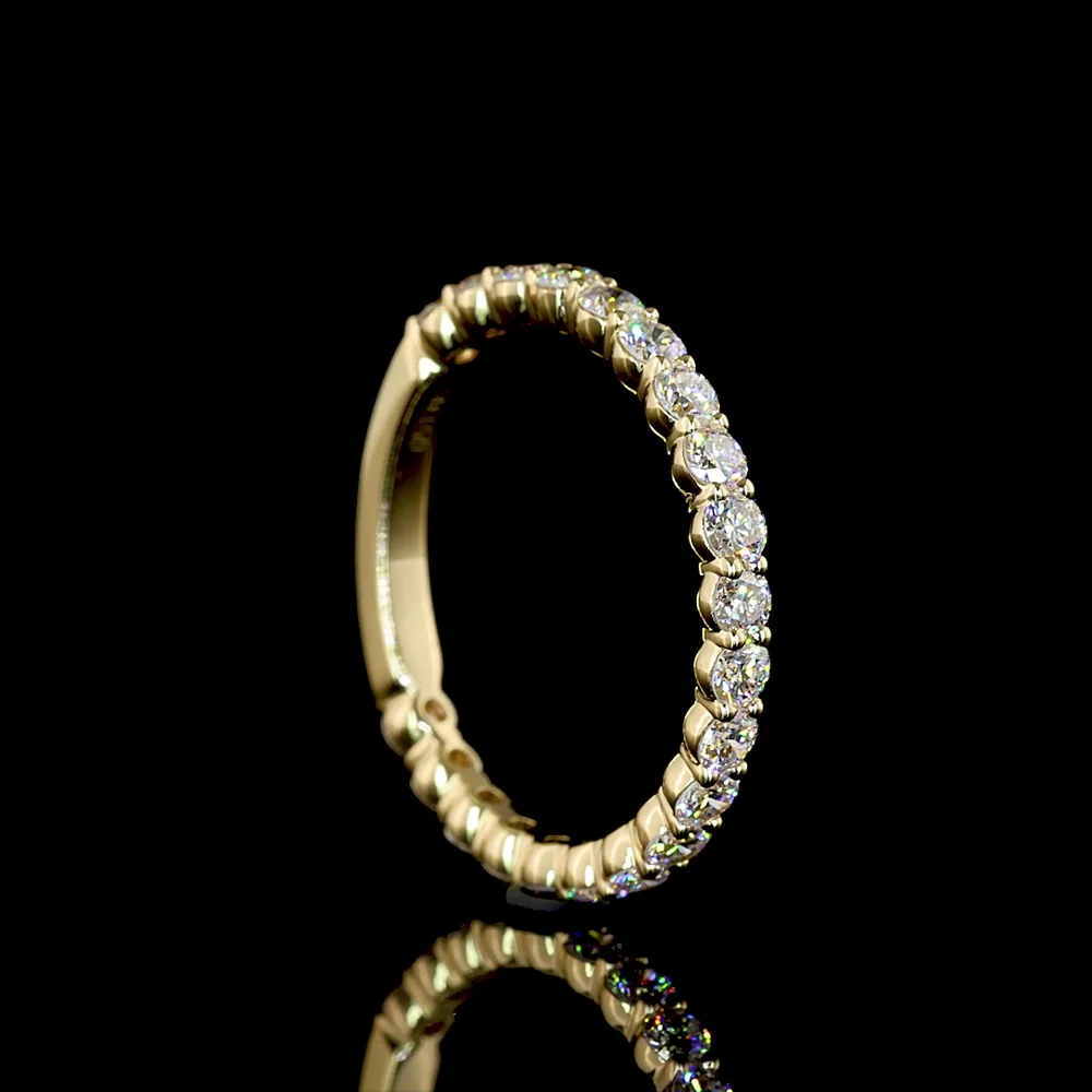 14K Yellow Gold 3/4 Eternity Band with 21 Prong-Set Round Lab Diamonds - 0.84 Total Carat Weight - Covaloro Fine Jewelry - Image 3