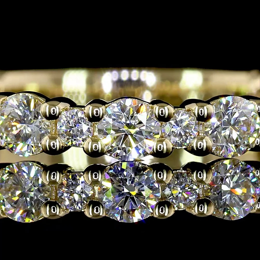 14K Yellow Gold 3/4 Eternity Band with 21 Round Brilliant Cut Lab Diamonds - 0.74 Carat Total Weight, E-F Color, VS Clarity - Covaloro Fine Jewelry - Image 2