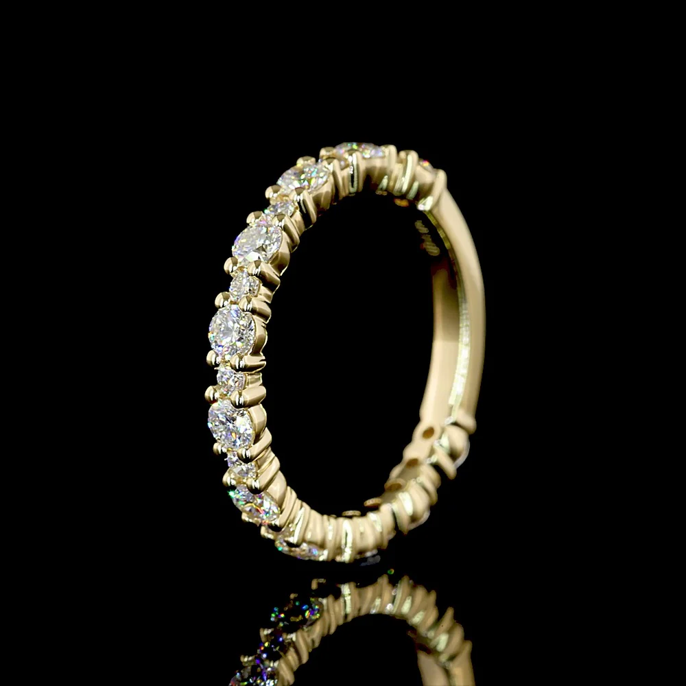 14K Yellow Gold 3/4 Eternity Band with 21 Round Brilliant Cut Lab Diamonds - 0.74 Carat Total Weight, E-F Color, VS Clarity - Covaloro Fine Jewelry - Image 4