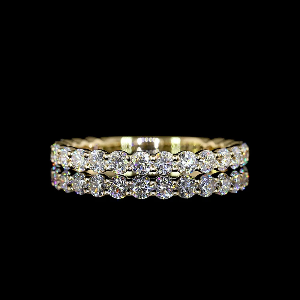 14K Yellow Gold 3/4 Eternity Band with 21 Round Brilliant Cut Lab Diamonds - 0.92 Carat Total Weight - Covaloro Fine Jewelry