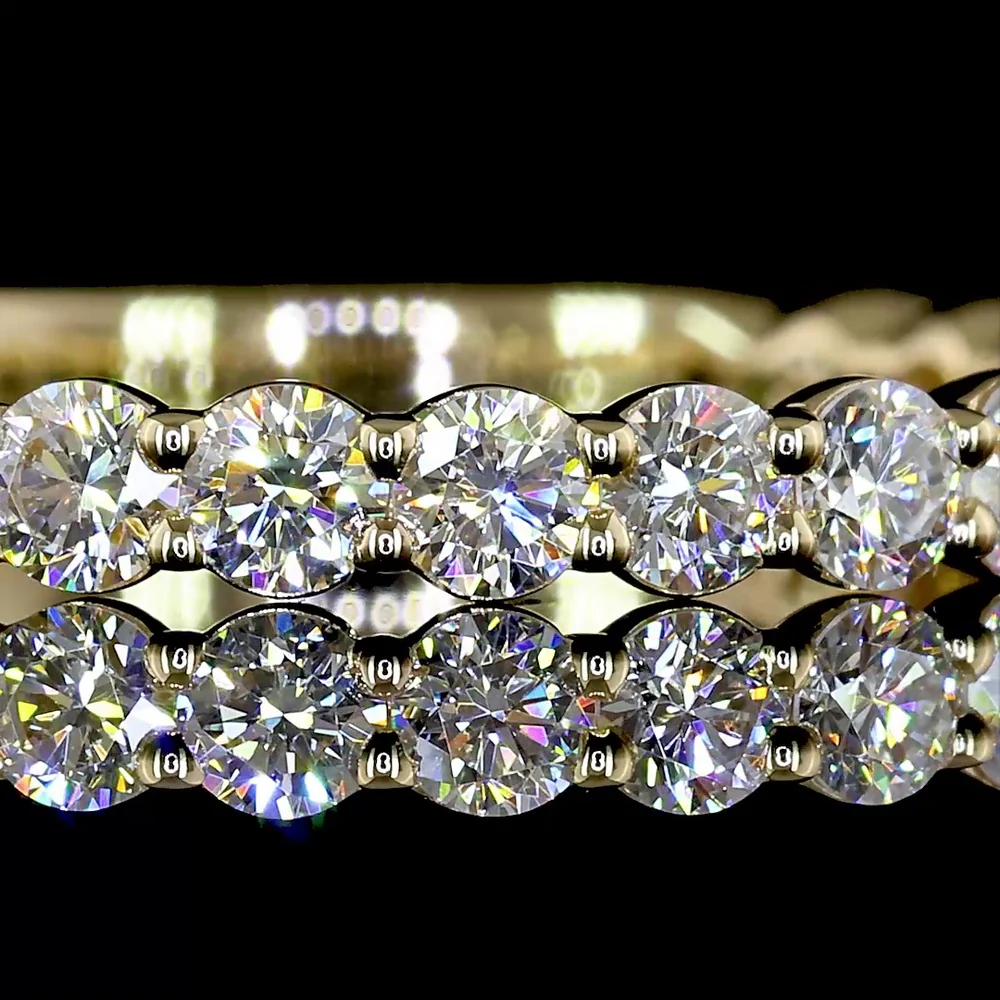 14K Yellow Gold 3/4 Eternity Band with 21 Round Brilliant Cut Lab Diamonds - 0.92 Carat Total Weight - Covaloro Fine Jewelry - Image 2
