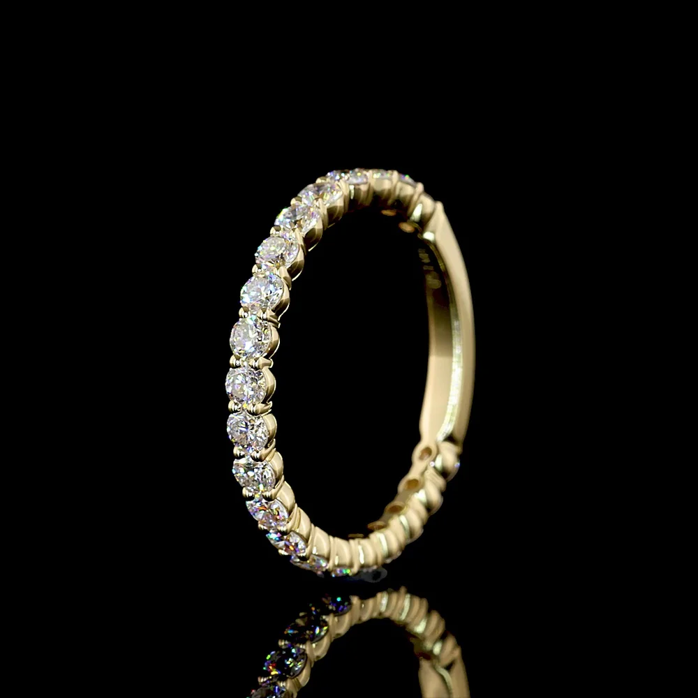 14K Yellow Gold 3/4 Eternity Band with 21 Round Brilliant Cut Lab Diamonds - 0.92 Carat Total Weight - Covaloro Fine Jewelry - Image 4