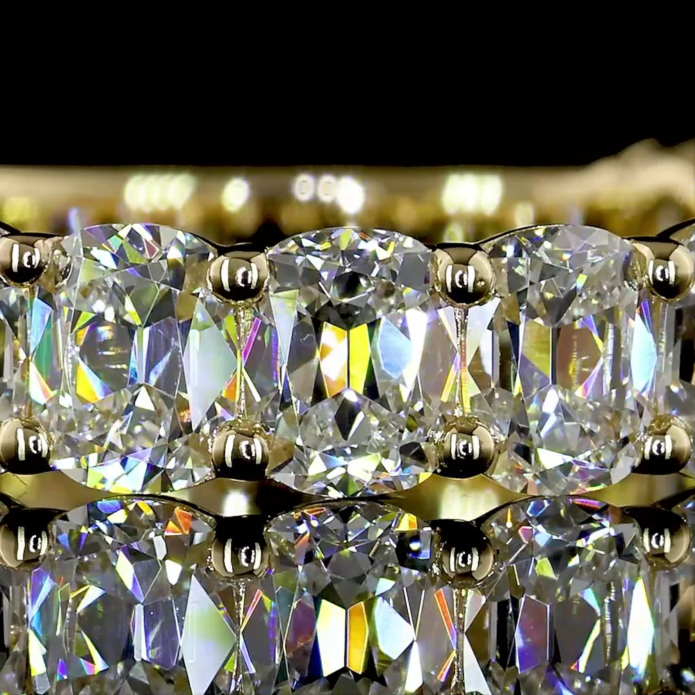 14K Yellow Gold 3/4 Eternity Band with Antique Cushion Cut Lab Diamonds - 3.24 Carats Total Diamond Weight - Covaloro Fine Jewelry - Image 2