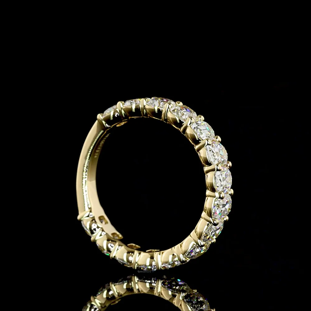 14K Yellow Gold 3/4 Eternity Band with Antique Cushion Cut Lab Diamonds - 3.24 Carats Total Diamond Weight - Covaloro Fine Jewelry - Image 3