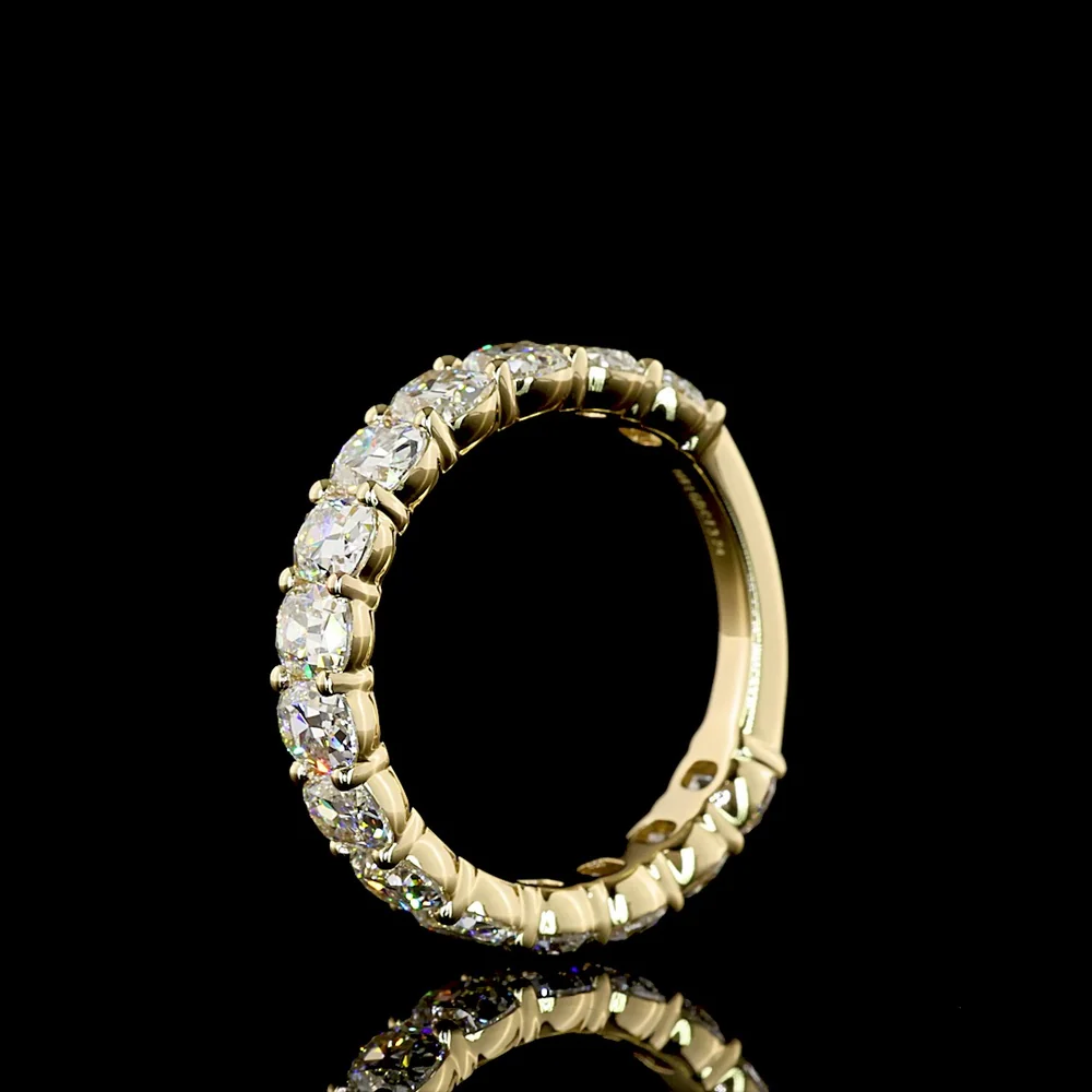 14K Yellow Gold 3/4 Eternity Band with Antique Cushion Cut Lab Diamonds - 3.24 Carats Total Diamond Weight - Covaloro Fine Jewelry - Image 4