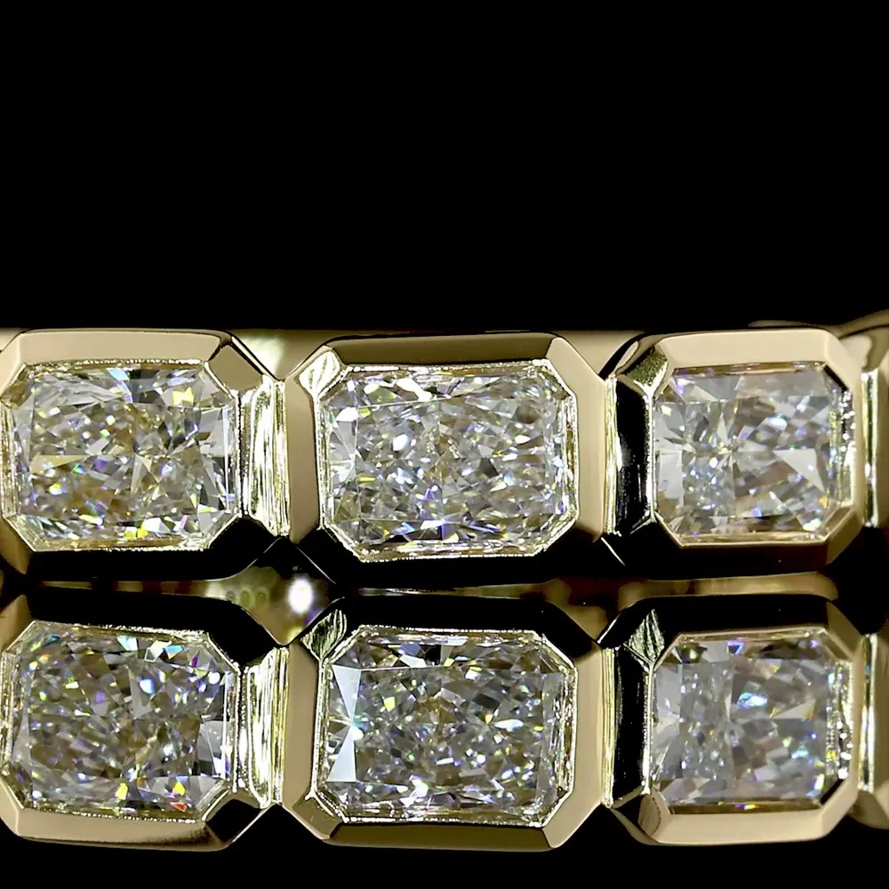 14K Yellow Gold 3/4 Eternity Band with Bezel Set East-West Radiant Cut Lab Diamonds - 1.52 Carat Total Weight - Covaloro Fine Jewelry - Image 2