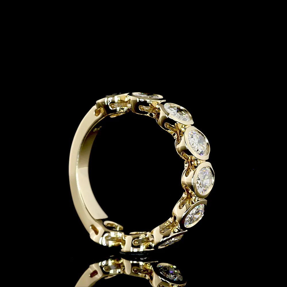 14K Yellow Gold 3/4 Eternity Band with Bezel Set North-South Oval Natural Diamonds - 3.08 Carat Total Weight - Covaloro Fine Jewelry - Image 3