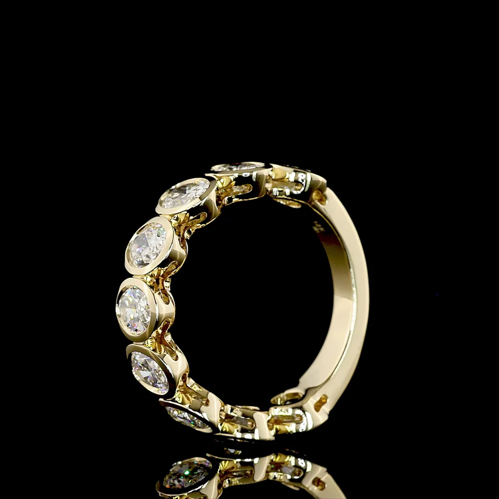 14K Yellow Gold 3/4 Eternity Band with Bezel Set North-South Oval Natural Diamonds - 3.08 Carat Total Weight - Covaloro Fine Jewelry - Image 4