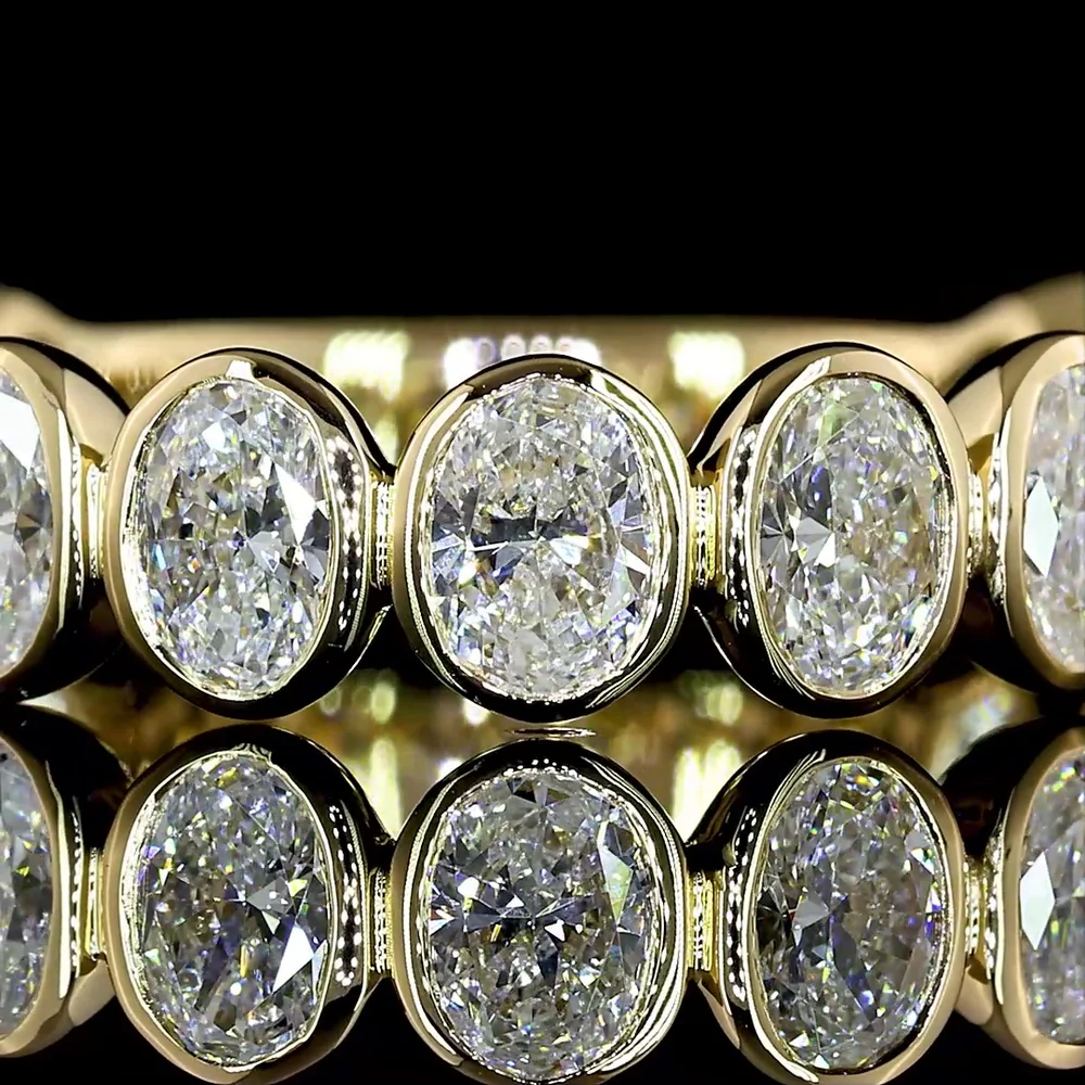 14K Yellow Gold 3/4 Eternity Band with Bezel Set Oval Cut Lab Diamonds - 1.55 Carat Total Weight - Covaloro Fine Jewelry - Image 2
