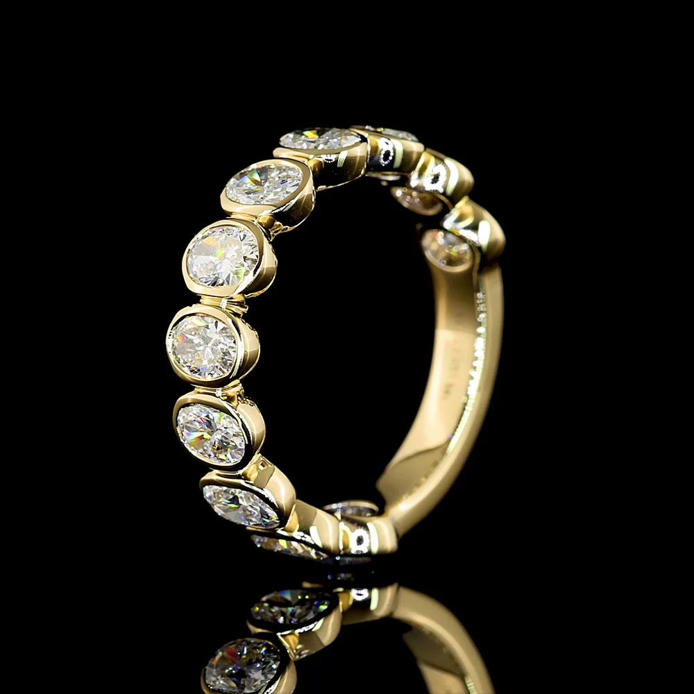 14K Yellow Gold 3/4 Eternity Band with Bezel Set Oval Cut Lab Diamonds - 1.55 Carat Total Weight - Covaloro Fine Jewelry - Image 4