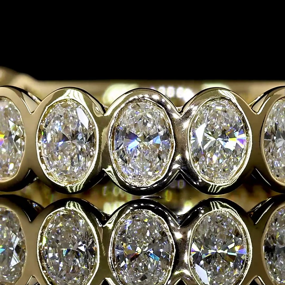 14K Yellow Gold 3/4 Eternity Band with Bezel-Set Oval Lab Diamonds - 0.89 Carats Total Diamond Weight - Covaloro Fine Jewelry - Image 2