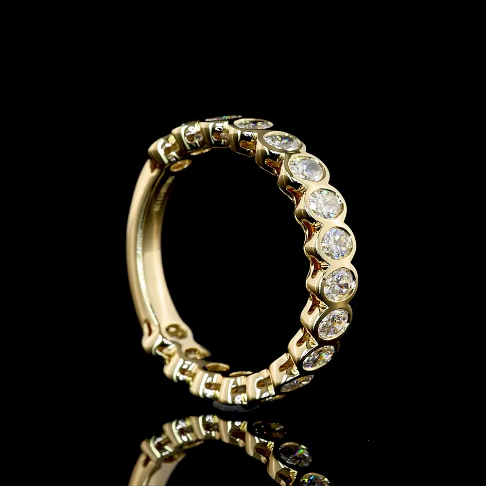 14K Yellow Gold 3/4 Eternity Band with Bezel-Set Oval Lab Diamonds - 0.89 Carats Total Diamond Weight - Covaloro Fine Jewelry - Image 3