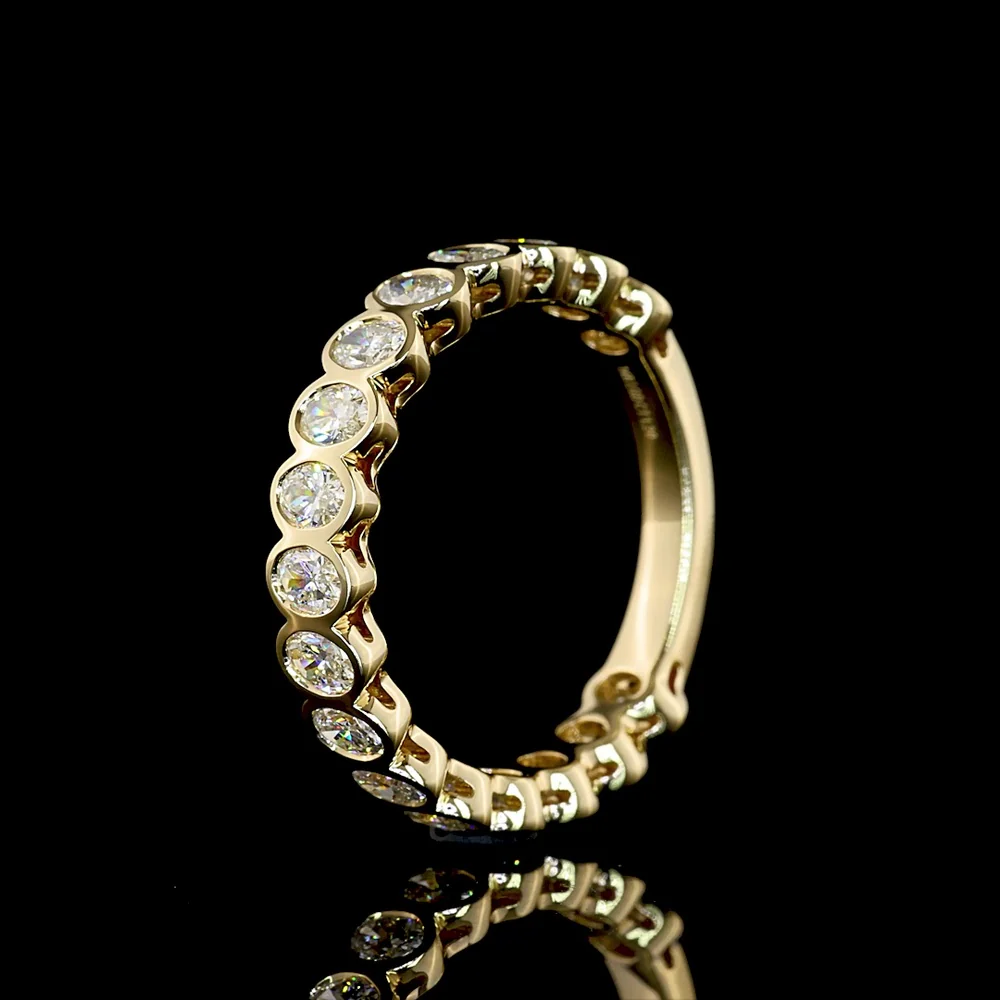 14K Yellow Gold 3/4 Eternity Band with Bezel-Set Oval Lab Diamonds - 0.89 Carats Total Diamond Weight - Covaloro Fine Jewelry - Image 4