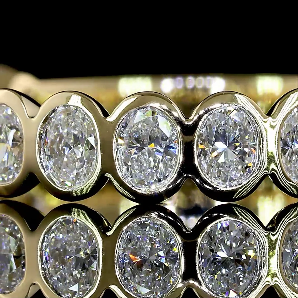 14K Yellow Gold 3/4 Eternity Band with Bezel Set Oval Lab Diamonds - 0.98 Total Carat Weight - Covaloro Fine Jewelry - Image 2