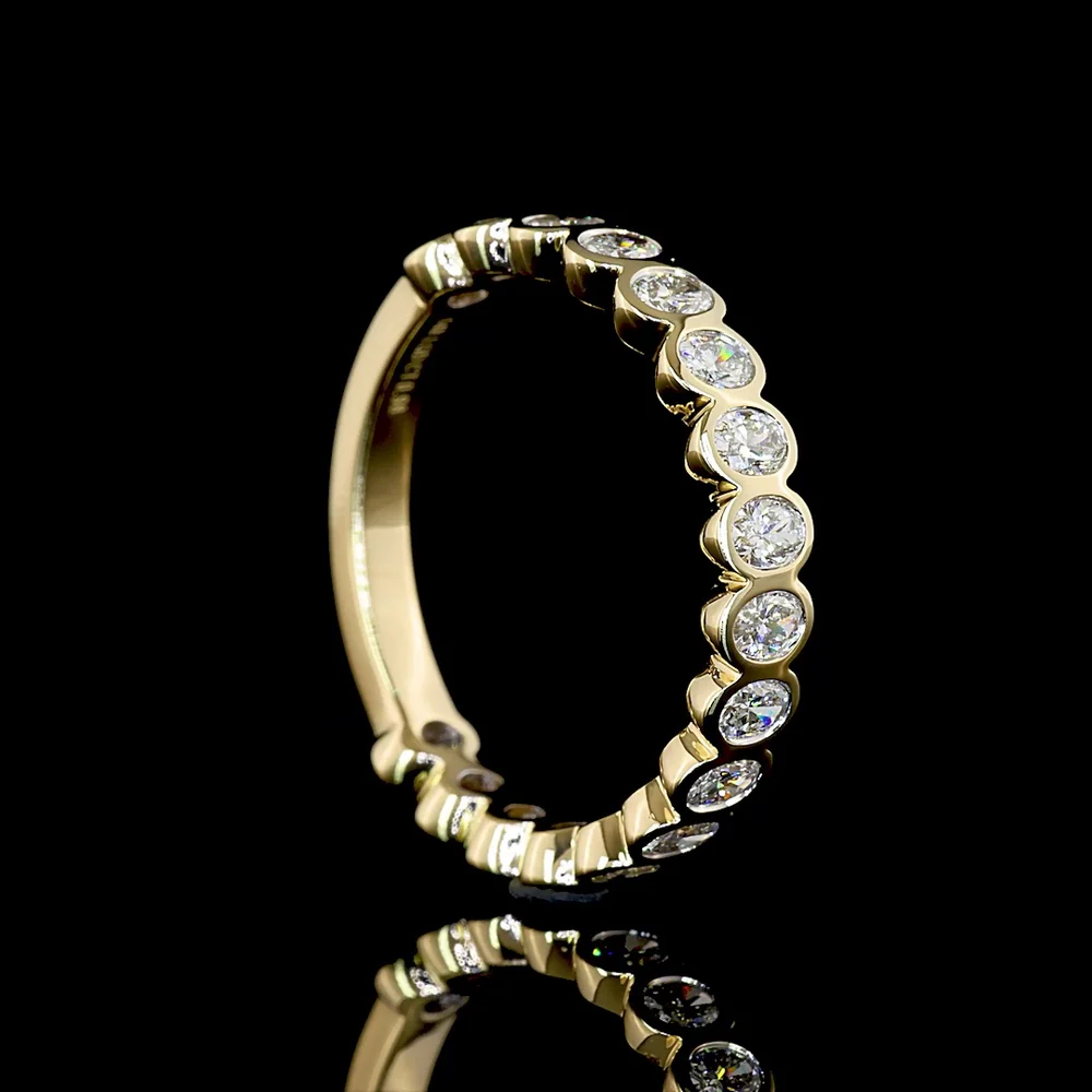 14K Yellow Gold 3/4 Eternity Band with Bezel Set Oval Lab Diamonds - 0.98 Total Carat Weight - Covaloro Fine Jewelry - Image 3