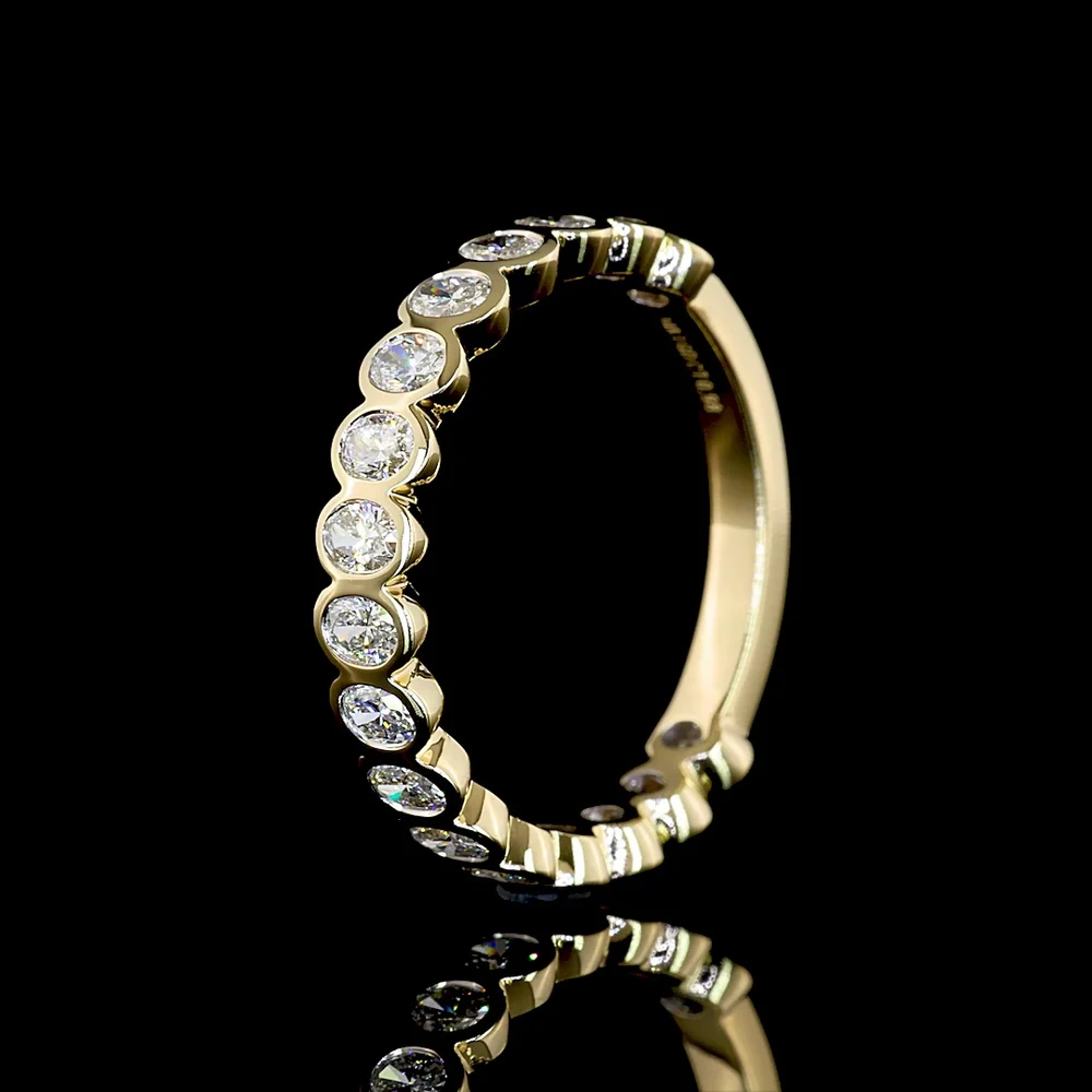 14K Yellow Gold 3/4 Eternity Band with Bezel Set Oval Lab Diamonds - 0.98 Total Carat Weight - Covaloro Fine Jewelry - Image 4