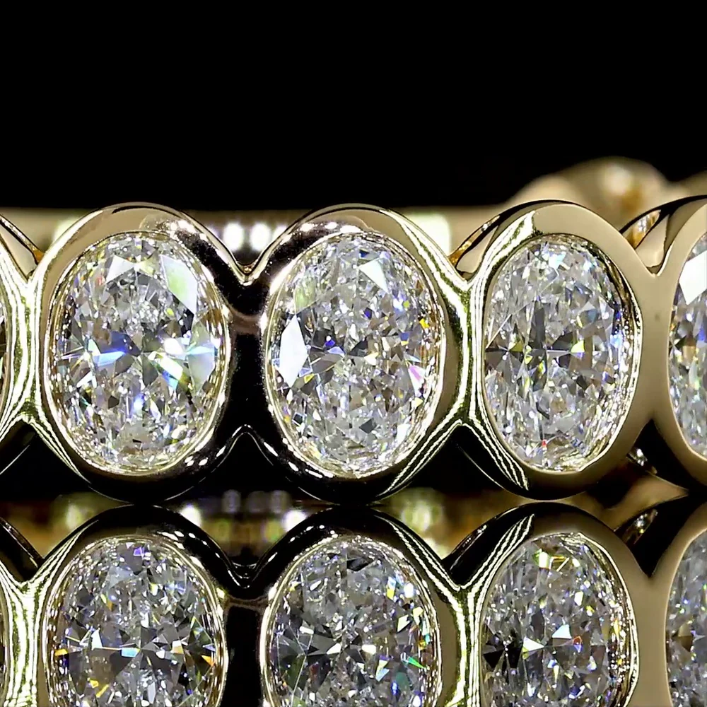 14K Yellow Gold 3/4 Eternity Band with Bezel Set Oval Lab Diamonds - 1.52 Carat Total Diamond Weight - Covaloro Fine Jewelry - Image 2