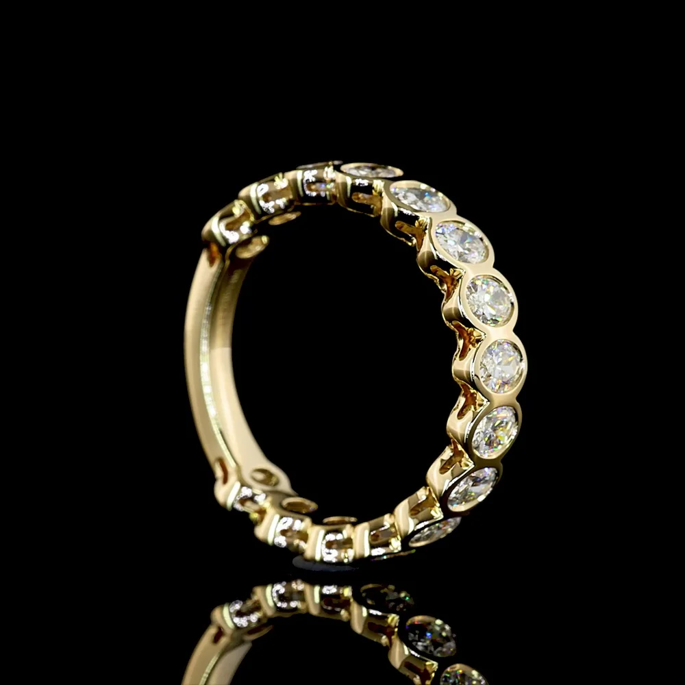 14K Yellow Gold 3/4 Eternity Band with Bezel Set Oval Lab Diamonds - 1.52 Carat Total Diamond Weight - Covaloro Fine Jewelry - Image 3