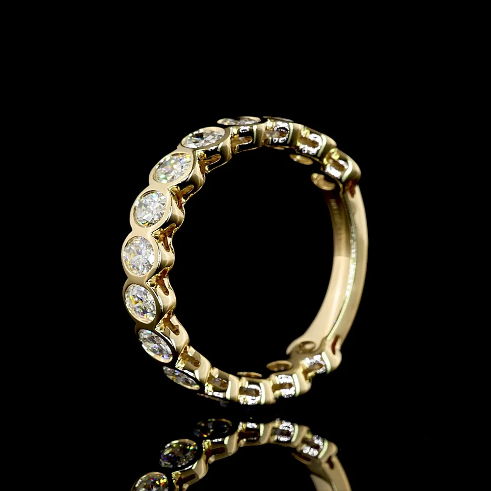 14K Yellow Gold 3/4 Eternity Band with Bezel Set Oval Lab Diamonds - 1.52 Carat Total Diamond Weight - Covaloro Fine Jewelry - Image 4