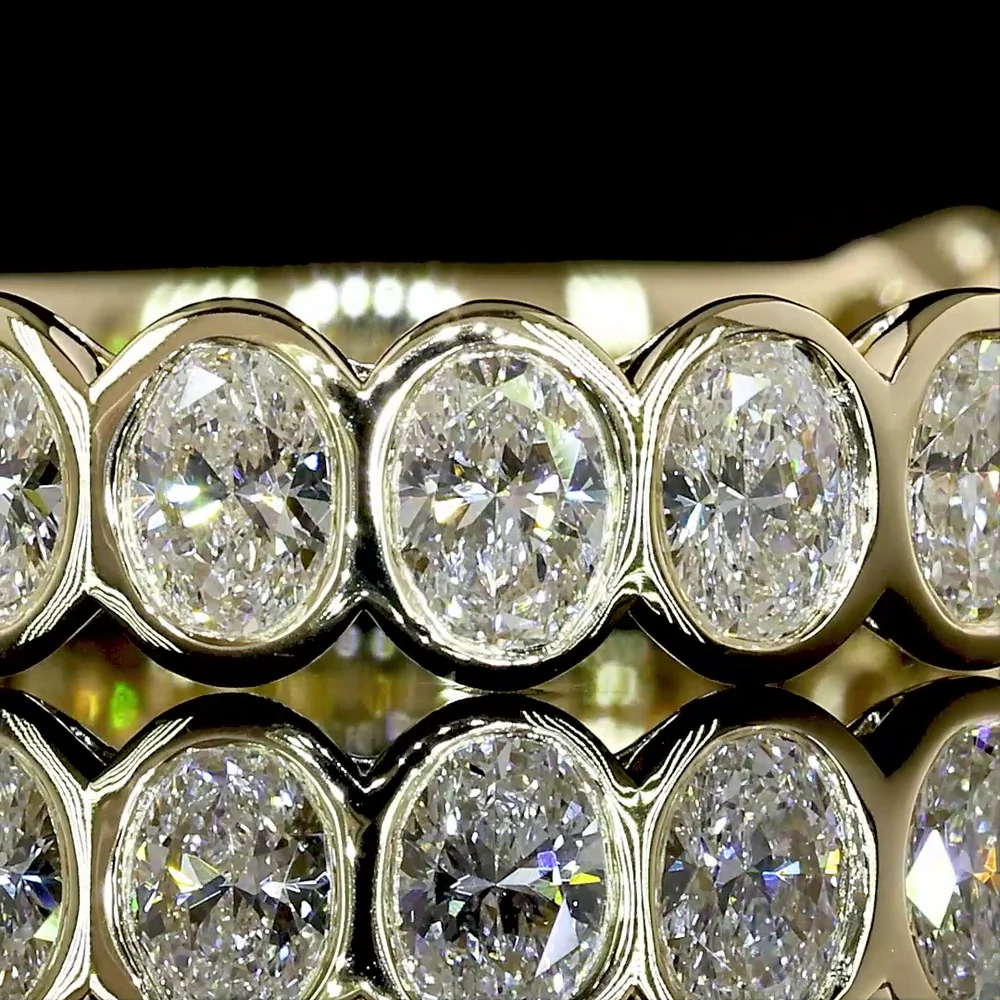 14K Yellow Gold 3/4 Eternity Band with Bezel-Set Oval Natural Diamonds - 1.19 Carat Total Weight, E-F Color, VS+ Clarity - Covaloro Fine Jewelry - Image 2