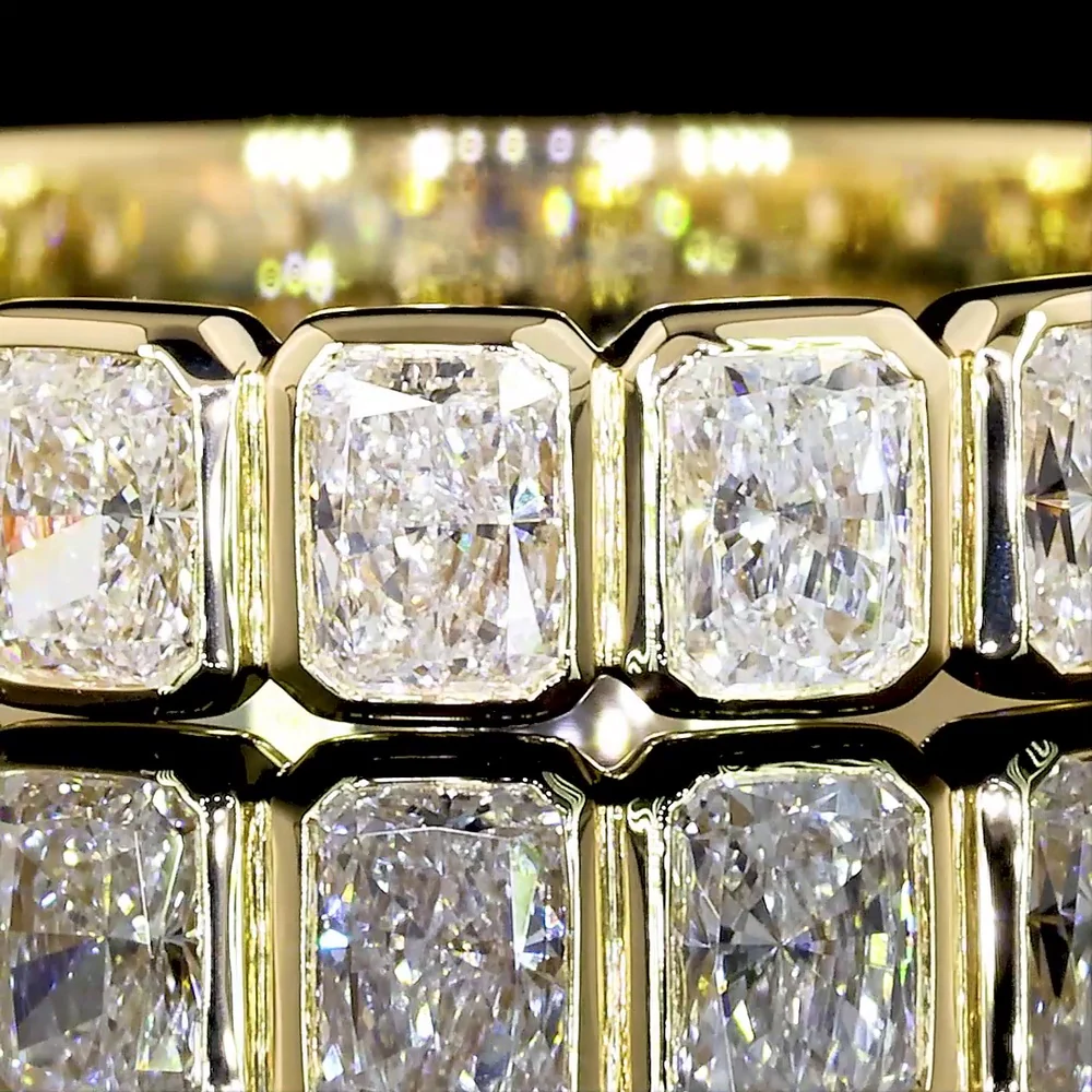 14K Yellow Gold 3/4 Eternity Band with Bezel Set Radiant Cut Lab Diamonds - 1.34 Carats Total Diamond Weight - Covaloro Fine Jewelry - Image 3