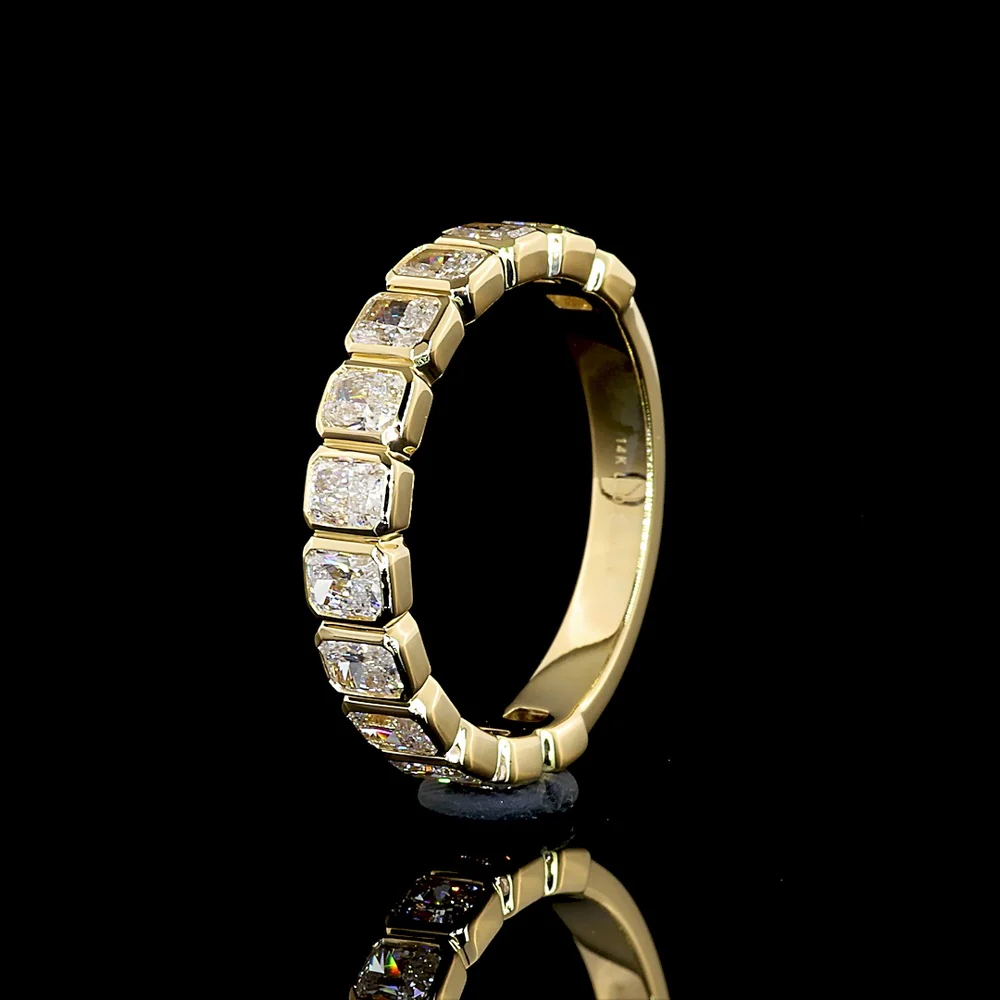 14K Yellow Gold 3/4 Eternity Band with Bezel Set Radiant Cut Lab Diamonds - 1.34 Carats Total Diamond Weight - Covaloro Fine Jewelry - Image 4