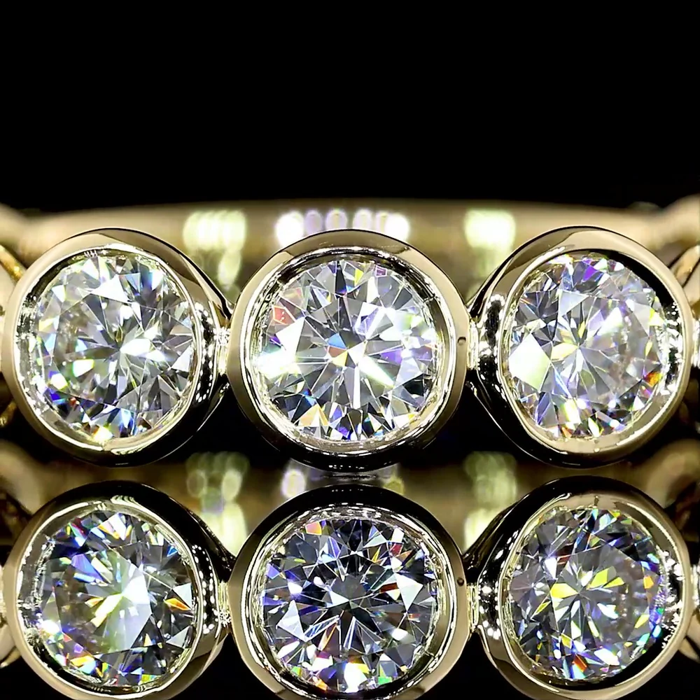 14K Yellow Gold 3/4 Eternity Band with Bezel Set Round Lab Diamonds - 1.94 Carat Total Weight, E-F Color, VS Clarity - Covaloro Fine Jewelry - Image 2